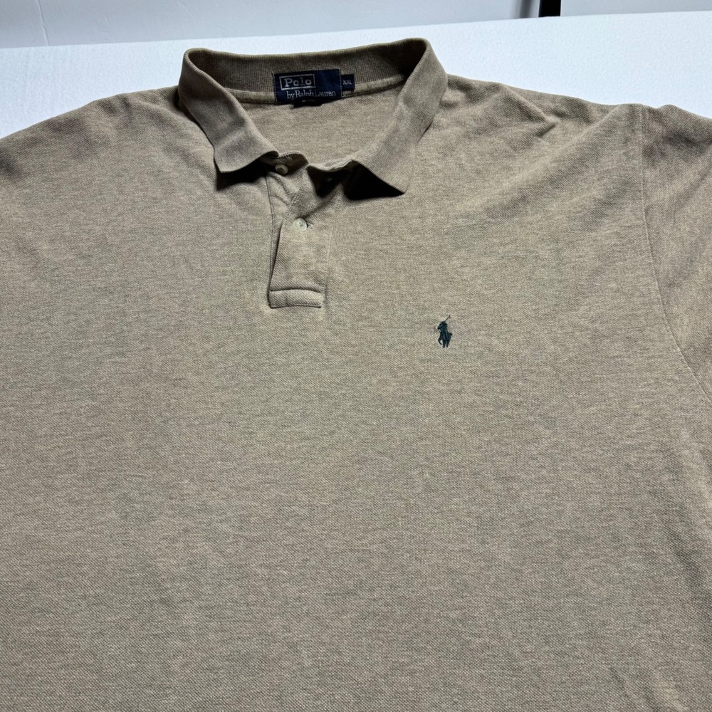 vintage Polo Ralph Lauren Polo Shirt XXL Tan Khaki Cotton ,made in usa